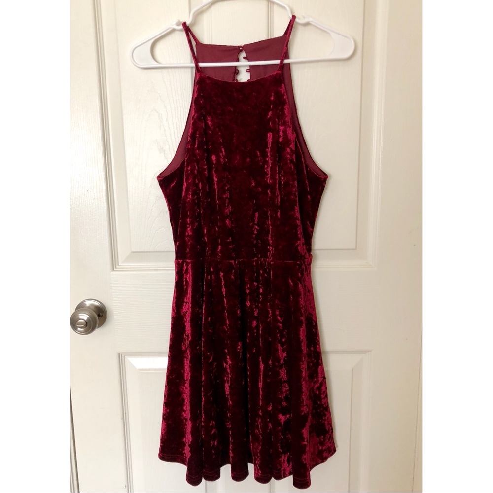 Burgundy velvet dress